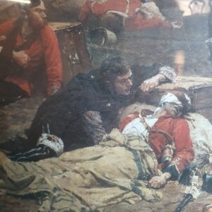 Lot 315 - LARGE FRAMED PRINT OF THE DEFENSE OF RORKES DRIFT 1879 ANGLO-ZULU WAR by ALPHONSE MARIE ADOLPHE DE NEUVILLE 1880