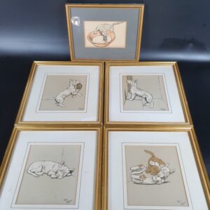 Lot 385 - SET OF FIVE DOG THEMED PRINTS by CECIL ALDINS from his 1912 illustrated ‘Happy Family’